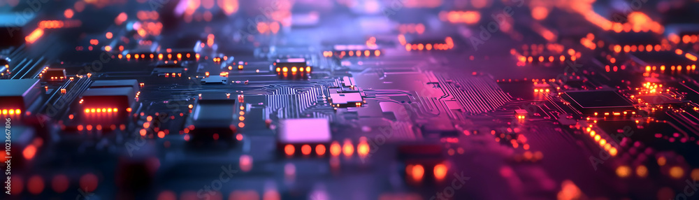 Aufkleber nano circuitry in action: microscopic patterns and pulsating energy showcasing innovative futuristic