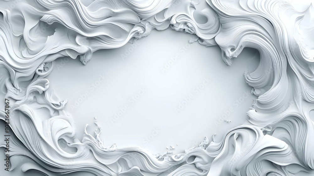 Poster 3d art nouveau inspired frame with ai pattern generation - ornate detailed view featuring flowing or