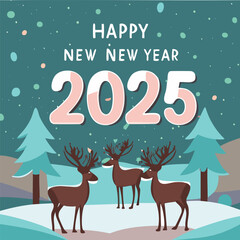 2025 happy new year themed vector drawing