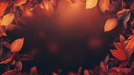 An Elegant Autumn-Themed Banner Card with Rich Foliage and Gradient Hues for Custom Text