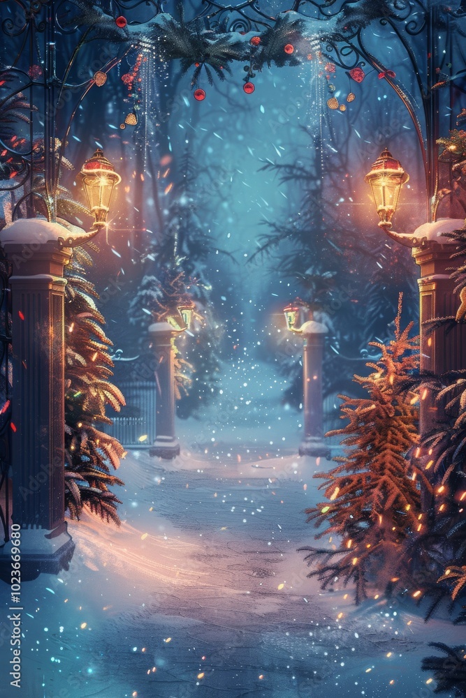 Poster festive scene featuring a clear area for adding personalized text or graphics.