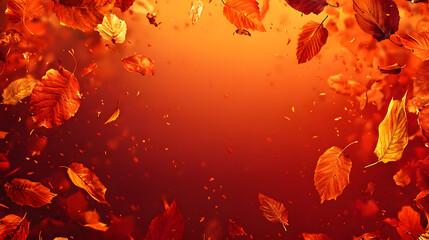 Vibrant Autumn-Themed Banner Card Perfect for Seasonal Greetings with Central Text Area