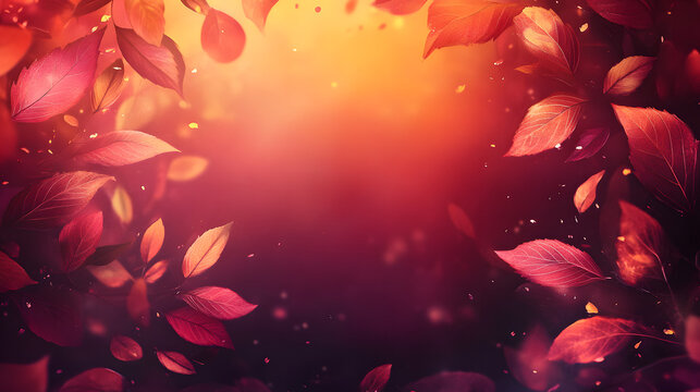 An Elegant Autumn-Themed Banner Card with Rich Foliage and Gradient Hues for Custom Text
