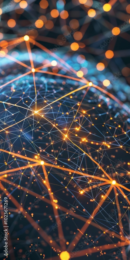 Aufkleber abstract image of a global network with glowing nodes and interconnected lines, symbolizing digital 