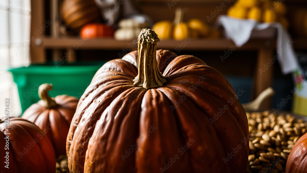 Wall mural Closeup of a pumpkin