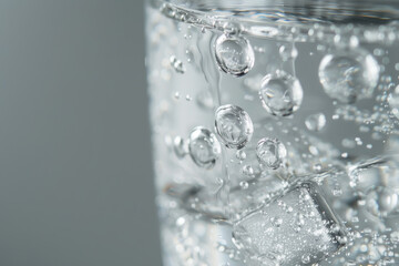 A glass of water with ice cubes in it