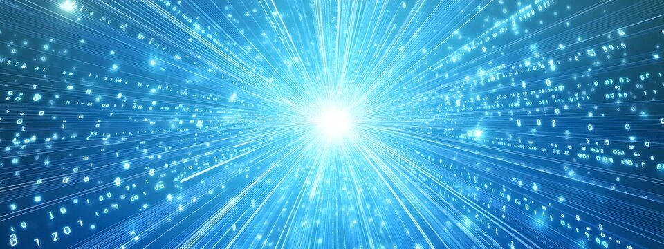 Digital binary code background with blue color, representing data and technology