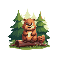Groundhog or beaver logo design, vector illustration Canadian icon logo design concept. Beaver day illustration. Groundhog Beaver Mascot Logo for Sport and Esport, Cartoon Beaver Mascot. © Sakib