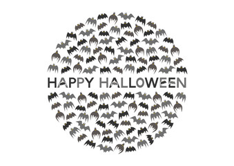 ハロウィンのコウモリ模様円形アイコンイラスト