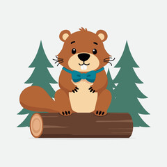 beaver logo design, vector illustration Canadian icon logo design concept. Beaver day illustration. Beaver Mascot Logo for Sport and Esport, Cartoon Beaver Mascot.