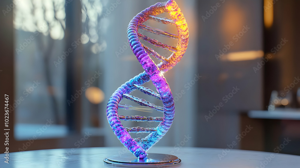 Aufkleber 3d futuristic dna helix frame with holographic base pairs spelling 'mastery' - sleek metallic icon f