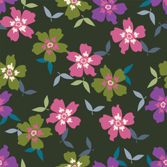 Beautiful pattern with flowers and leaf.Floral vector illustration