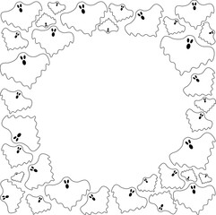 Frame vector design for with characteristic elements of Halloween with scary ghost. round frame
