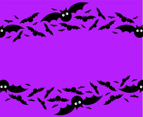 Obraz premium bat vector seamless border on purple background. Halloween cartoon illustration 