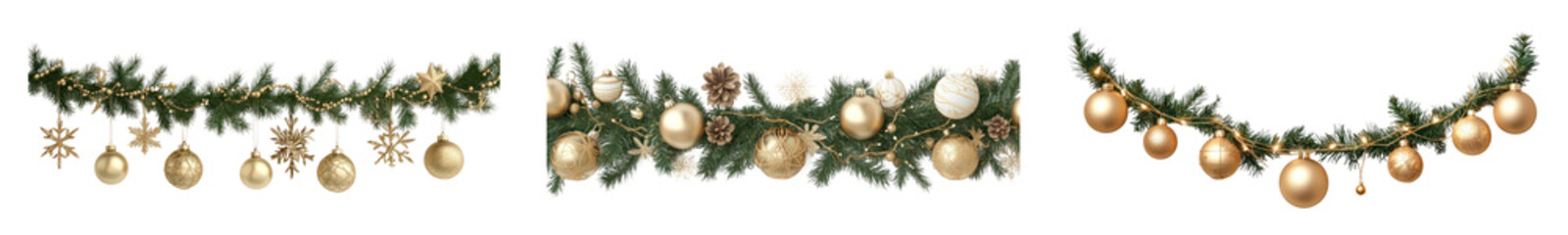 Christmas garland ornament png cut out element set