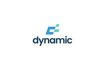 Letter d modern technological dynamic speed logo