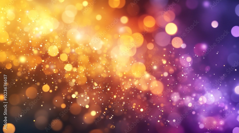 Poster abstract background with warm and cool colors and bokeh lights.