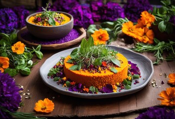 vibrant colorful culinary plates showcasing variety dietary options including gluten meat based dishes creative presentations, appetizer, cuisine, food