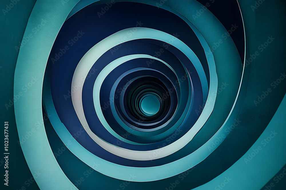 Poster a mesmerizing spiral of navy green and emerald blue layers draws the eye inward towards a central vo