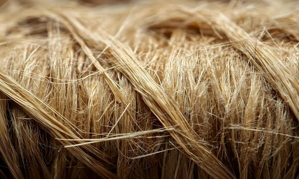 Close-up of natural fiber rope showcasing its texture and structure.