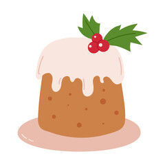 Christmas cake isolated on white