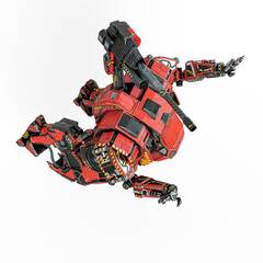 the war machine is floating on white background in top view