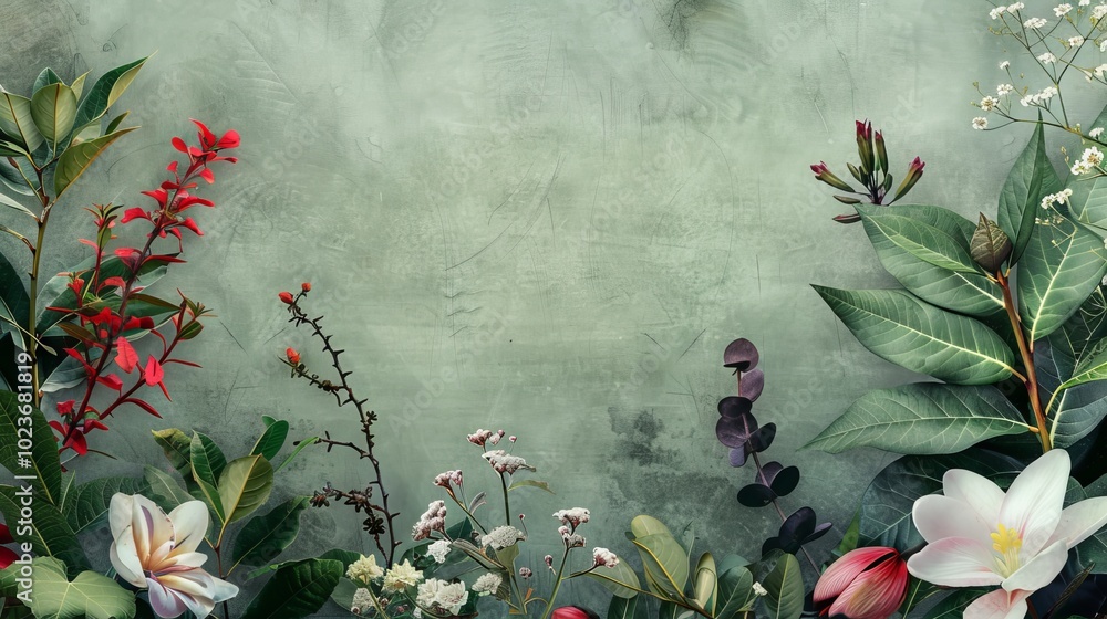 Poster botanical layout offering flexibility for text overlay