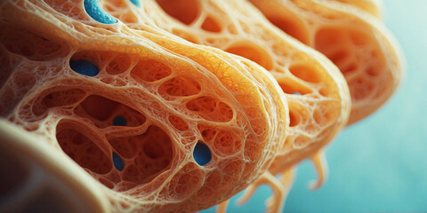 Close-up of intricate orange porous structure with abstract design