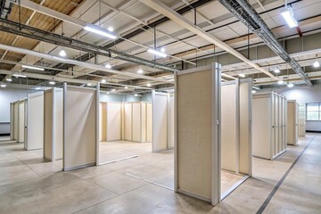 Hall dividers decorated with gypsum board partitions seen from above