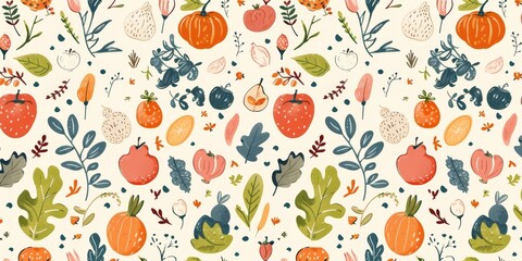 Charming cartoon pattern featuring playful hand-drawn design.