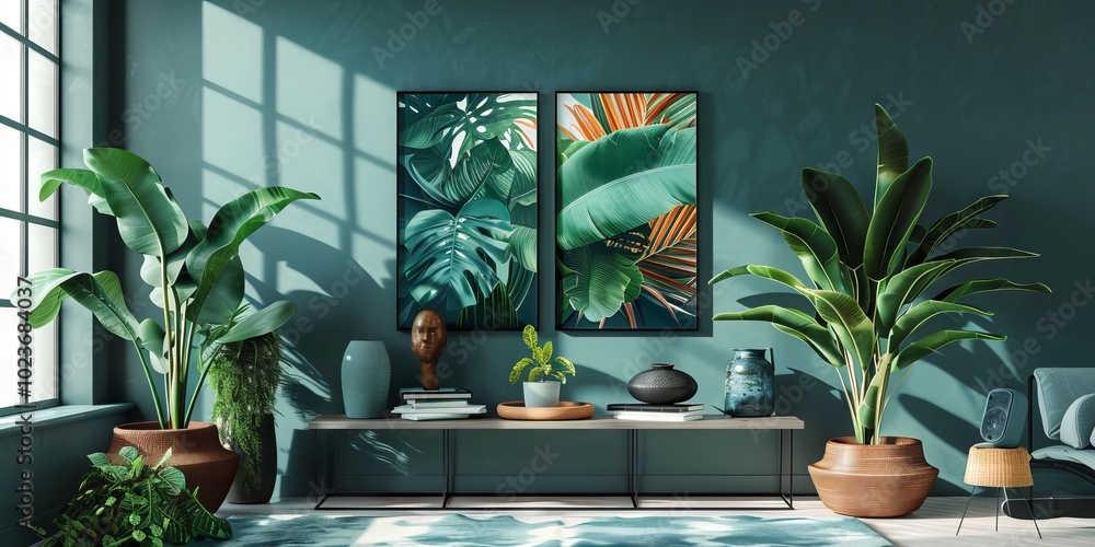 Poster clean and modern botanical setup in a poster format