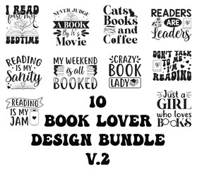 Fototapeta premium Reading Books svg design bundle, Typography t shirt design svg