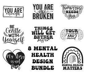 Mental health design bundle svg, mental health awareness t-shirt