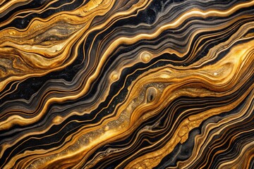 Fototapeta premium Abstract golden and black wave pattern luxury marble background