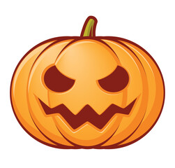 Halloween pumpkin, color vector cartoon illustration of Jack lantern, isolated on white