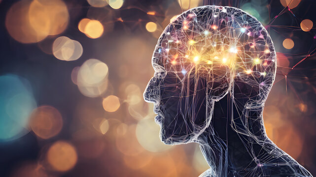 Creative concept of human brain. Abstract brain concept  Creative brain concept background, Concept of Thinking. AI generated image