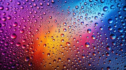 Abstract gradient background with water droplets on glass colorful texture pink blue orange purple