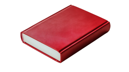 A single red book on a white surface