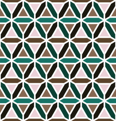 Seamless geometric pattern of triangles and octagons. Background vector illustration.