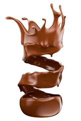 chocolate splash isolated on a white background. 3d render