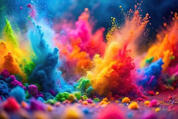 abstract colorful background with powder splashes on Holi festival