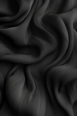 Fototapeta premium Black Fabric Texture Background, Wavy Smooth Elegant Textile, Abstract Silk Material with Waves