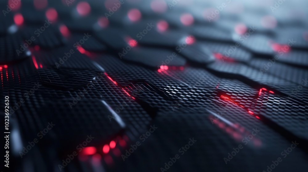 Aufkleber abstract close-up of a textured surface with glowing red elements.