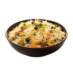 pulao rice on a wooden bowl indian food transparent background
