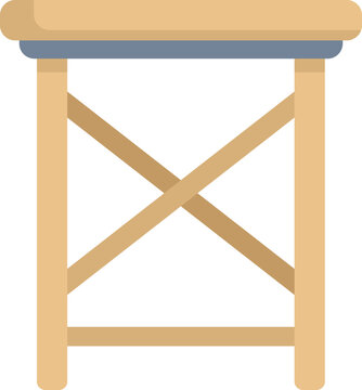 recommend clip art: Simple wooden bar stool with four legs and x shaped stretcher supporting empty seat
