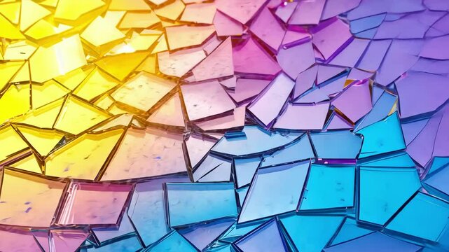 Vibrant sunlit stained glass shards creating a mesmerizing pattern
