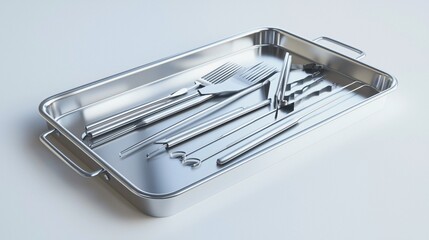  Sterile Surgical Tray with Neatly Arranged Instruments