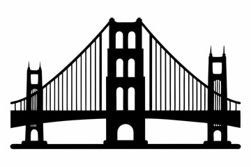 Golden gate bridge silhouette. bridge vector silhouette illustration	