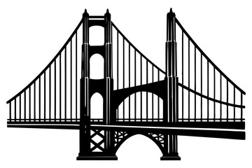 Golden gate bridge silhouette. bridge vector silhouette illustration	