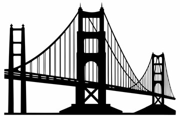 Golden gate bridge silhouette. bridge vector silhouette illustration	